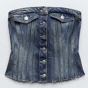 ZARA CORSET DENIM TOP